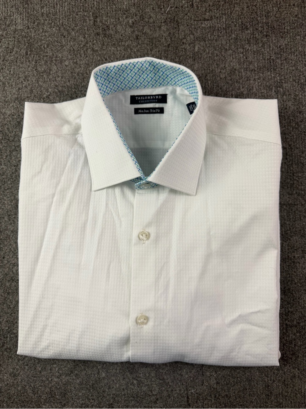 Tailorbyrd Non Iron Trim Fit Mens 100% Cotton L/S Flip Cuff Dress Shirt Size 16